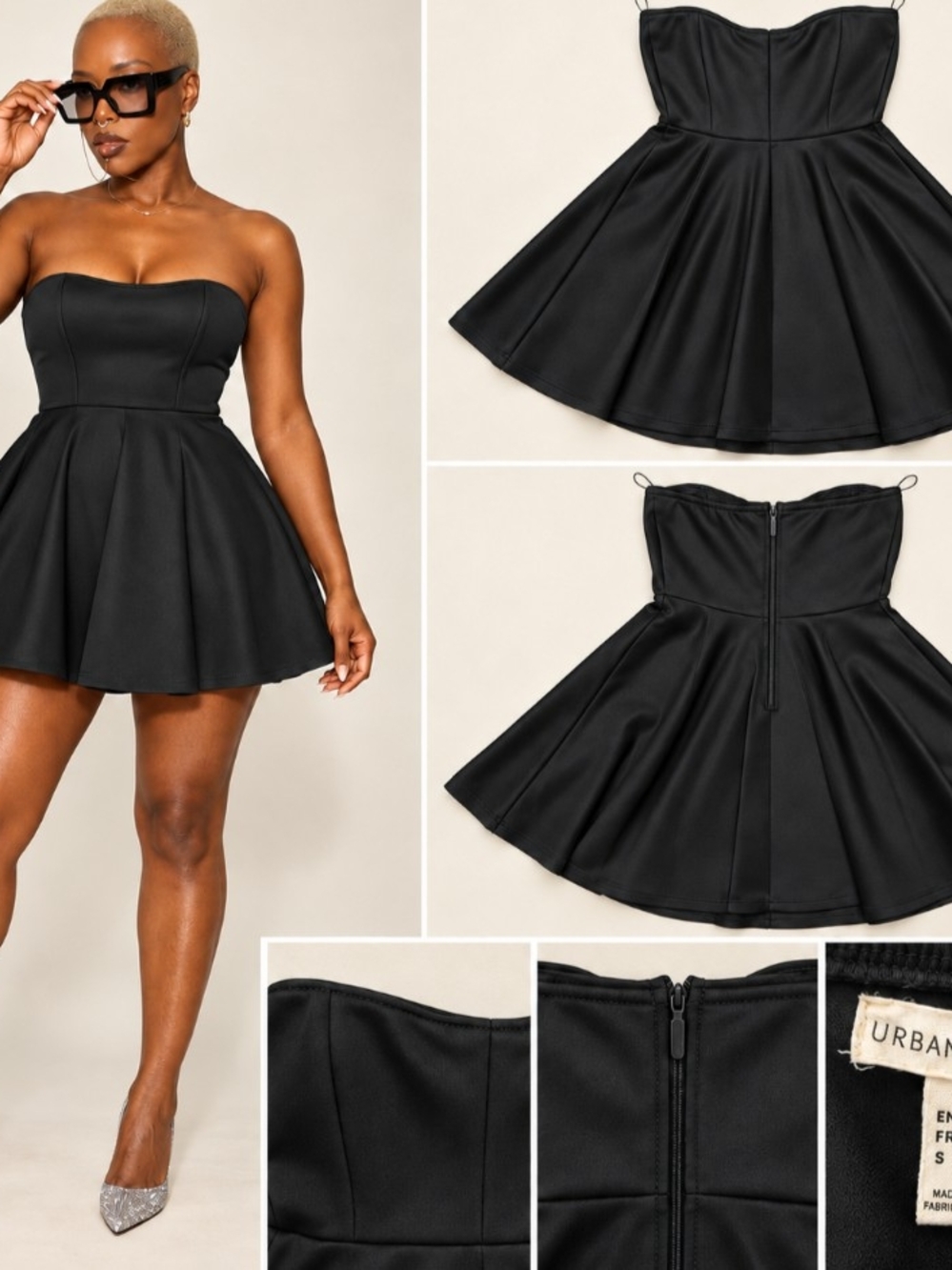 Black Strapless Skater Dress